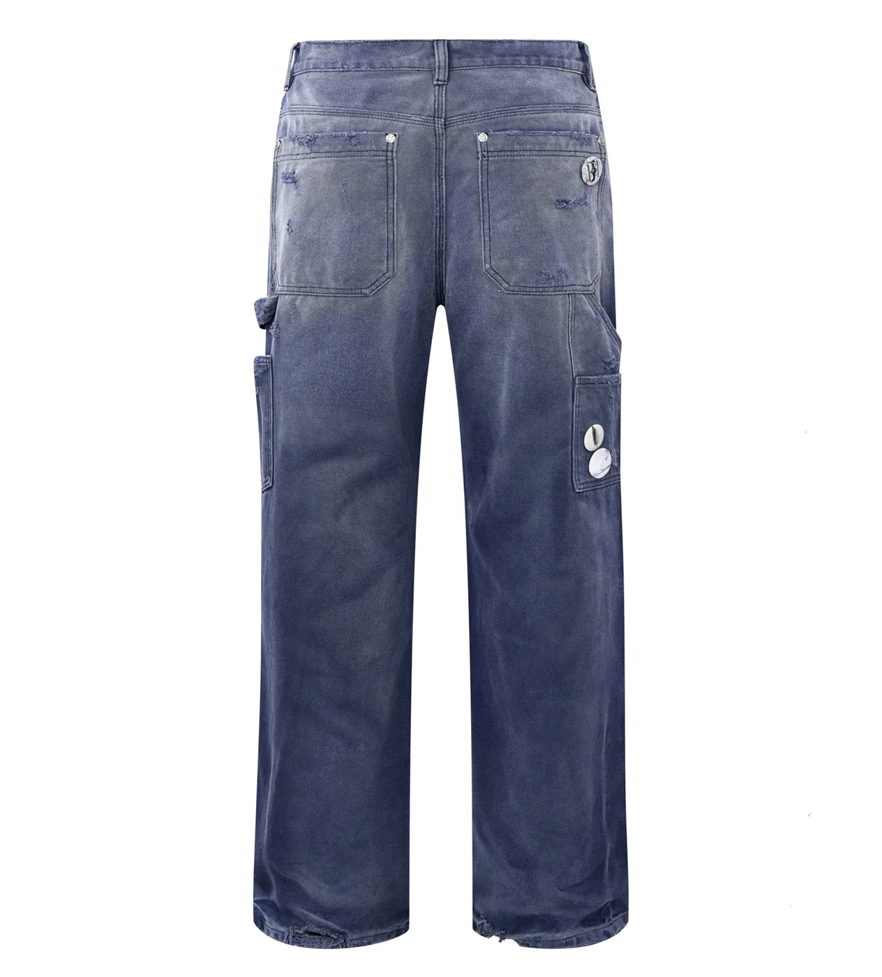 Birth of Royal Child 1920s Vintage Blue Pin Emblem Workwear Trousers Navy - Image 2