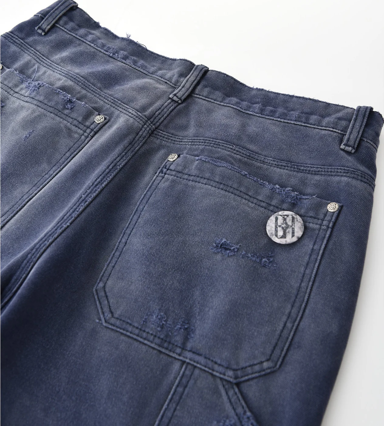 Birth of Royal Child 1920s Vintage Blue Pin Emblem Workwear Trousers Navy - Image 4