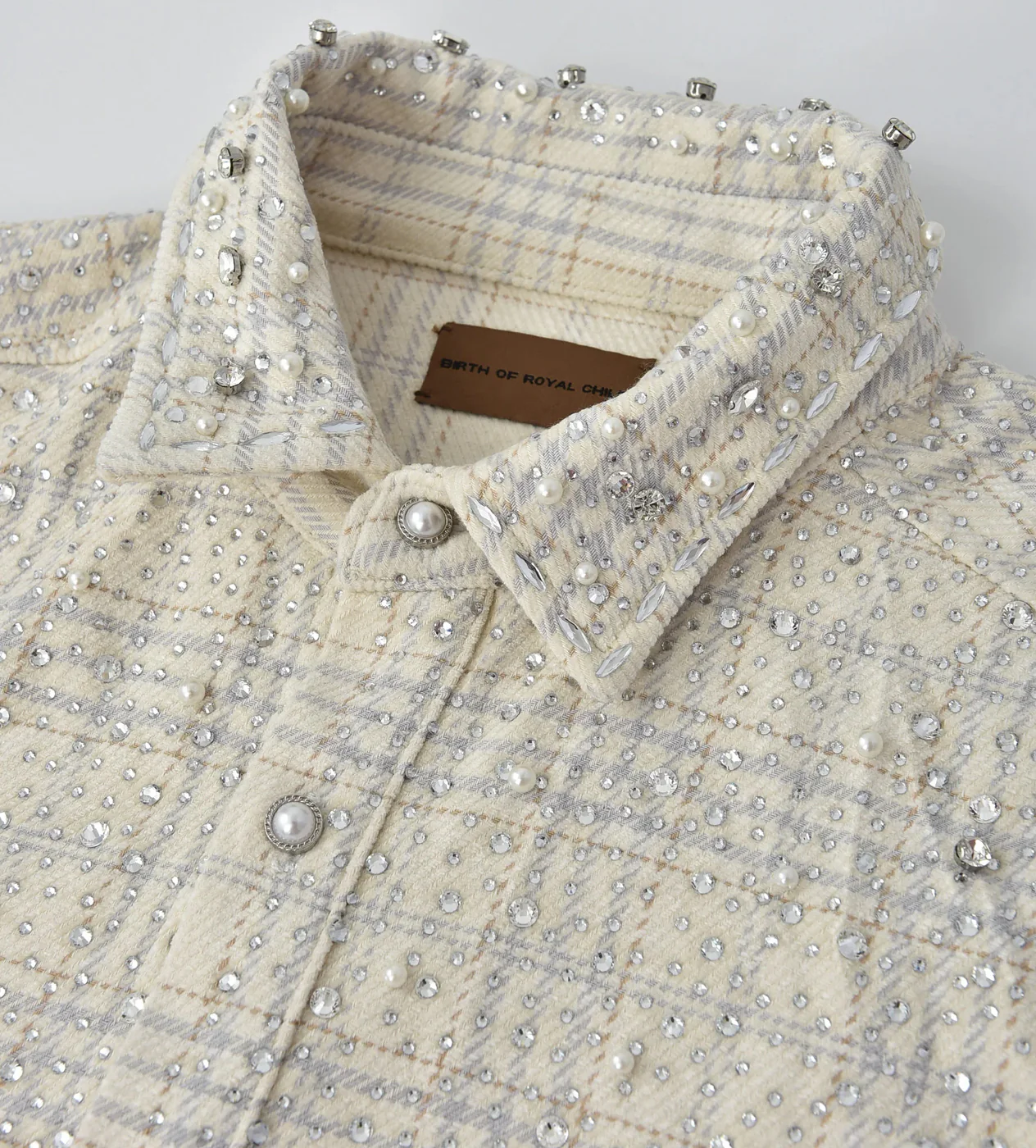 Birth of Royal Child 20k Diamond Pearl Flannel Shirt Beige - Image 3