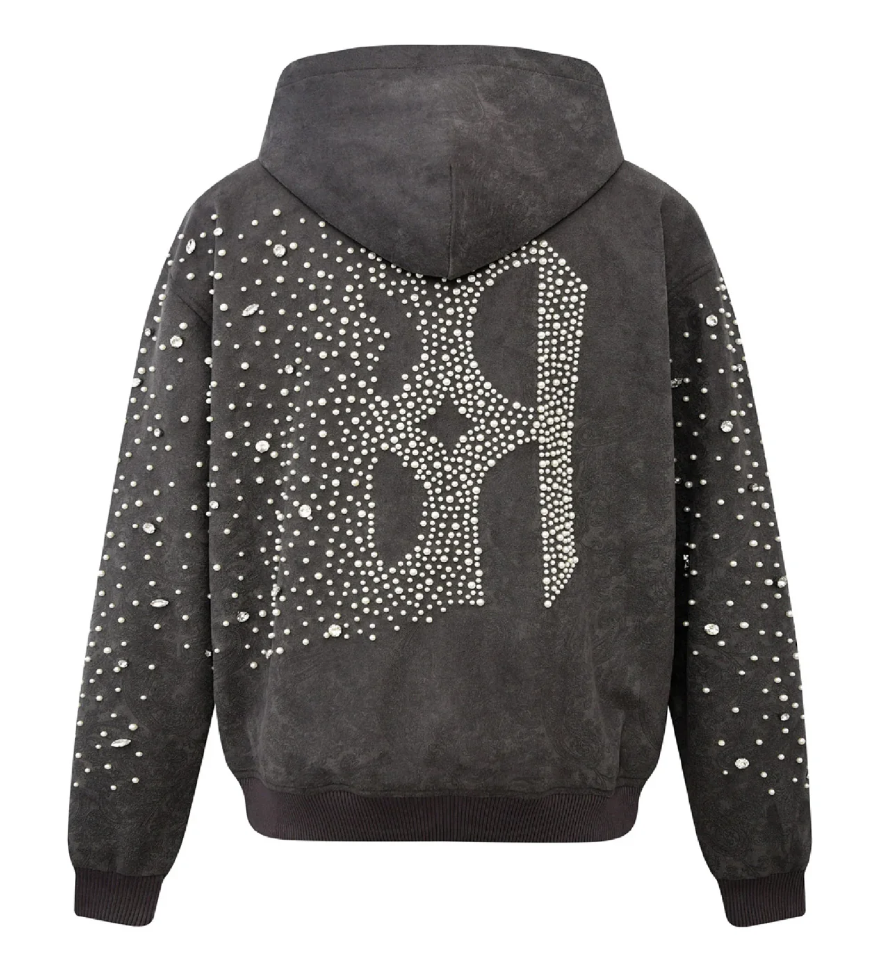 Birth of Royal Child Cashew Blossom Pearl Zipper Hoodie Dark Grey - Image 2