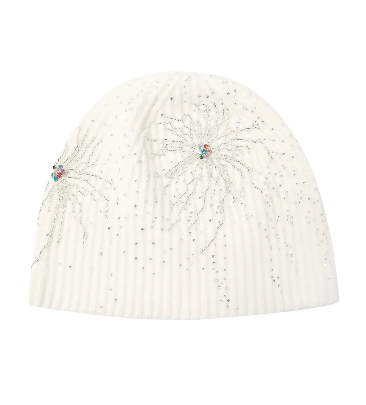 Birth of Royal Child Fireworks Studded Beaded Beanie White