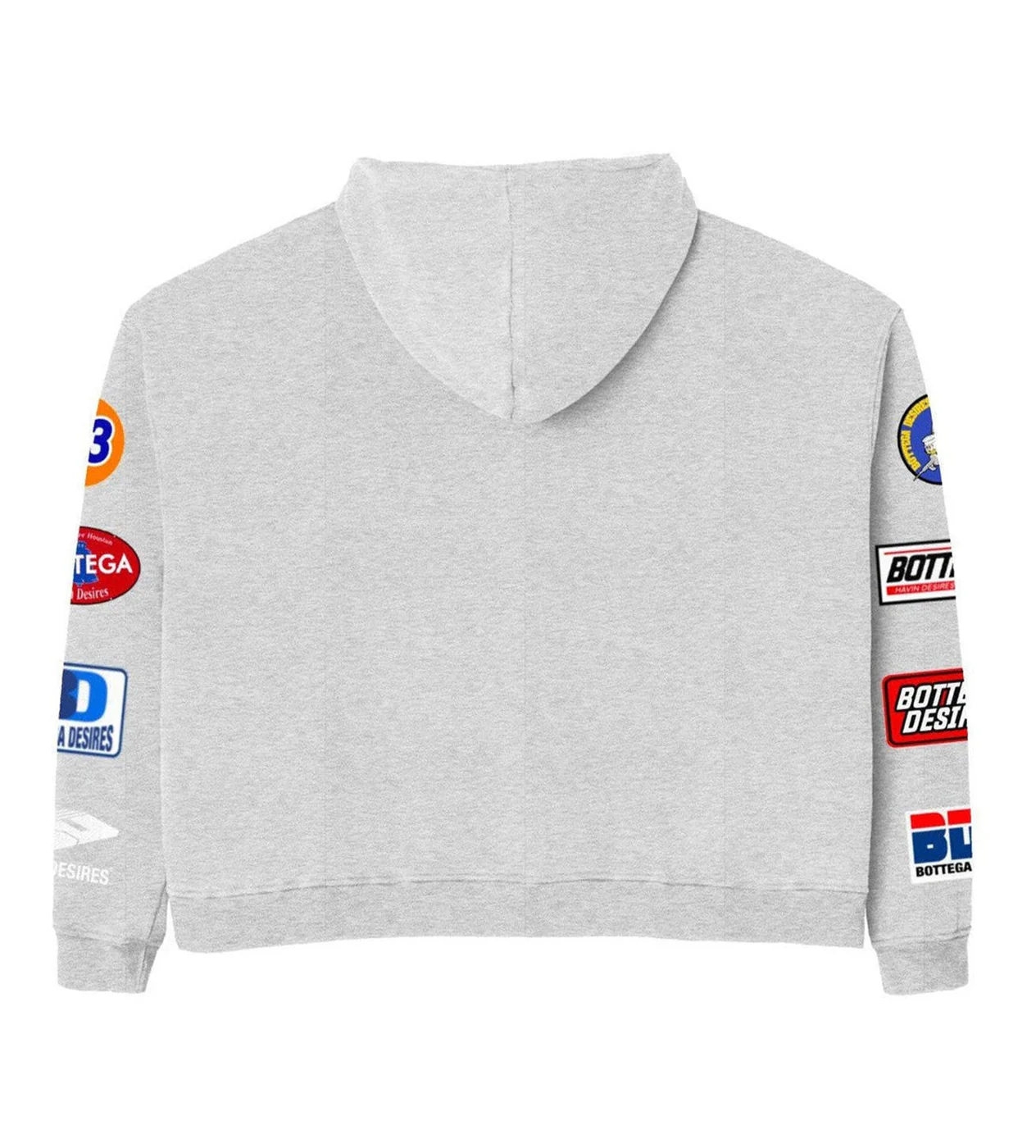 Bottega Desires Patches Zip Up Hoodie Grey - Image 2