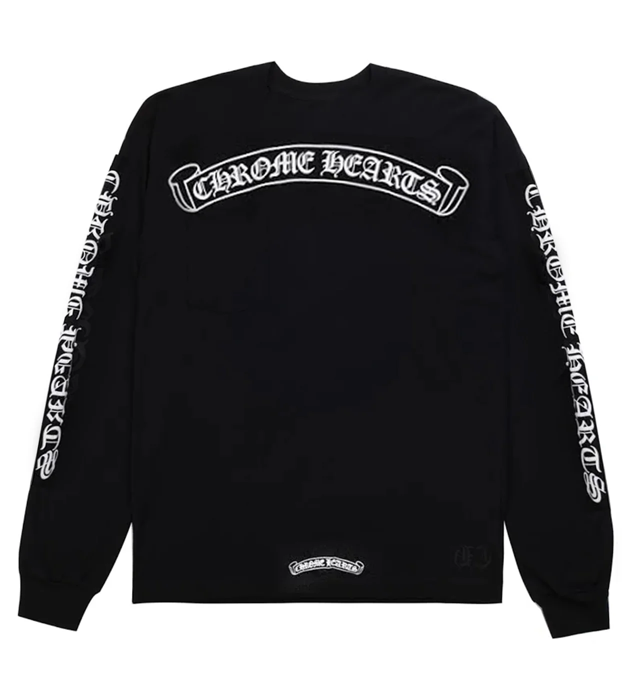 Chrome Hearts Scroll Logo Pocket L/S Tee Black - Image 2