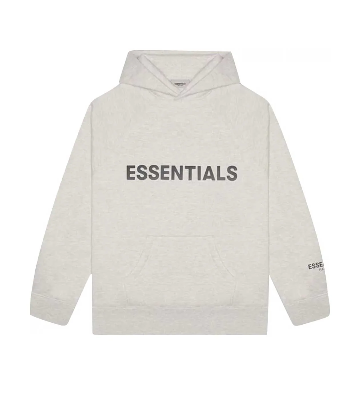 Essentials Oatmeal Hoodie Front Logo