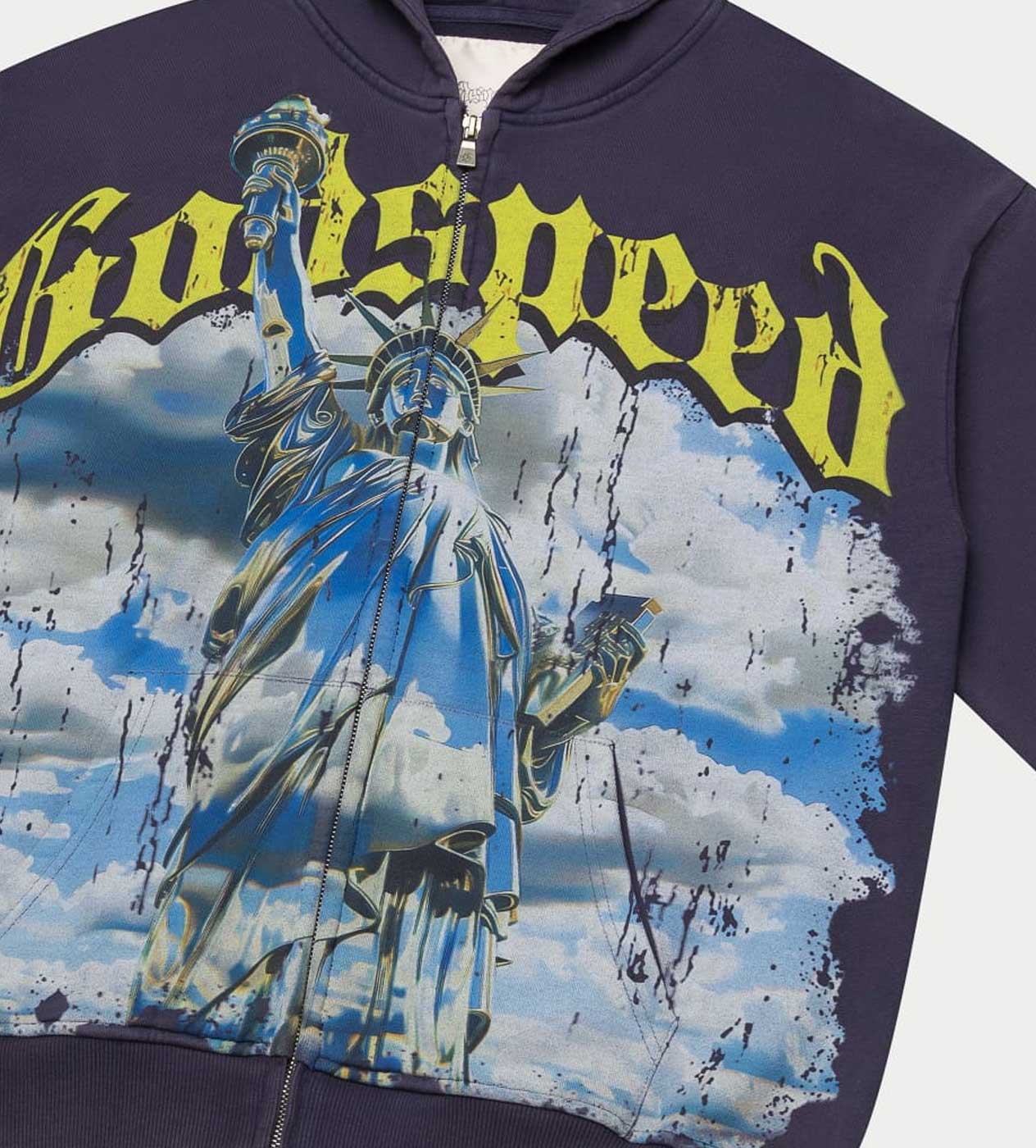 Godspeed Chrome Liberty Zip Up Hoodie Navy - Image 3