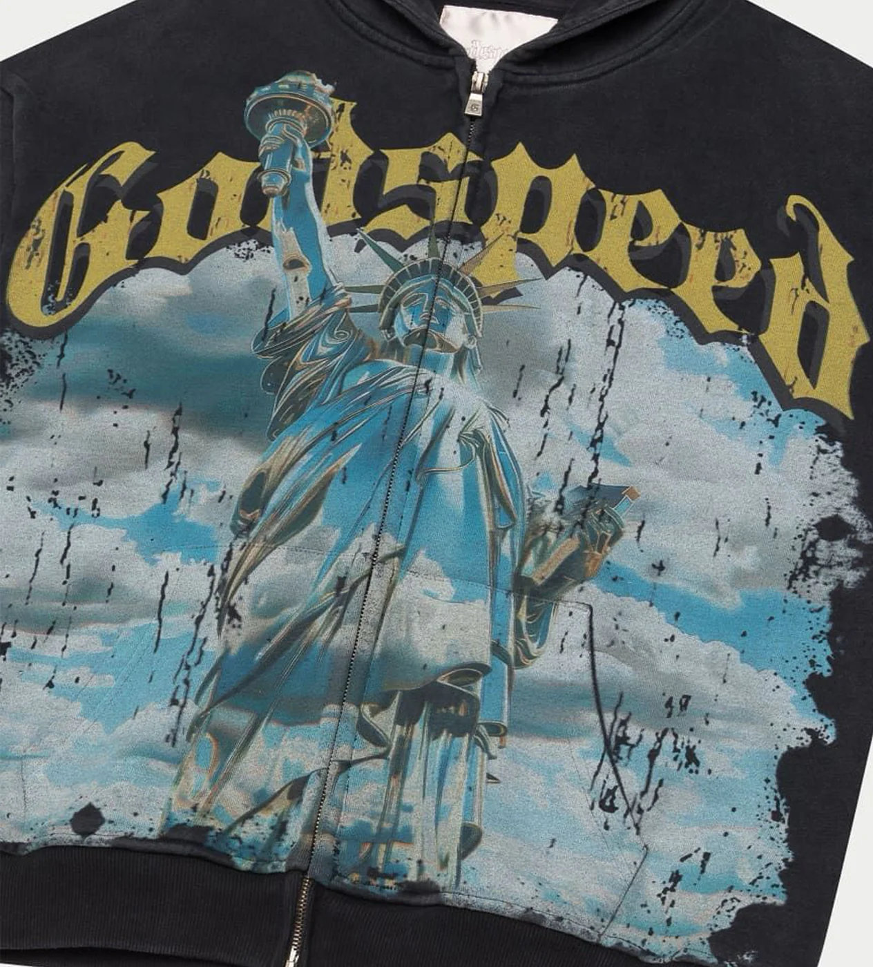 Godspeed Chrome Liberty Zip Up Hoodie Washed Black - Image 3