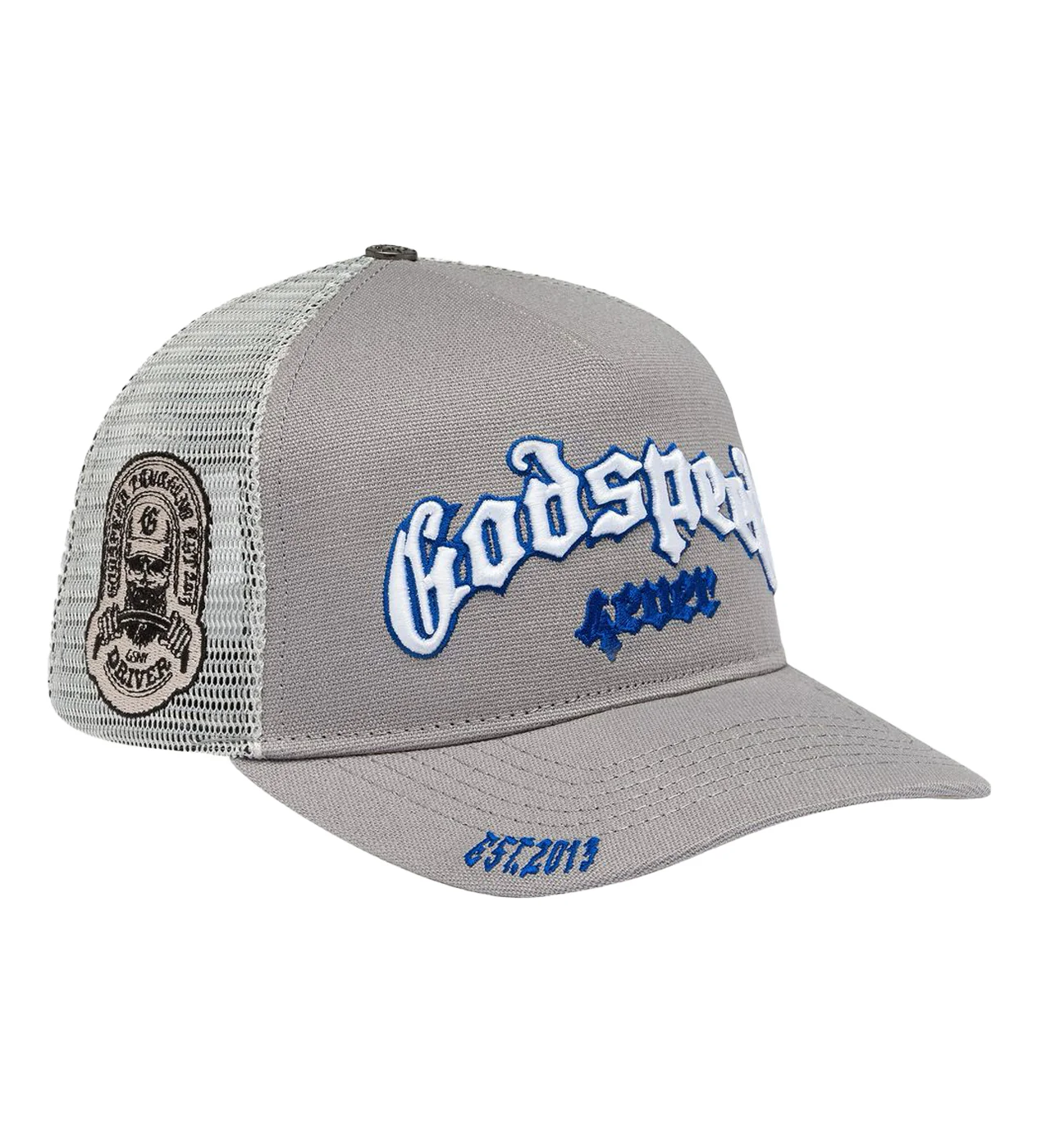 Godspeed Forever Trucker Hat Grey/Royal Blue - Image 2