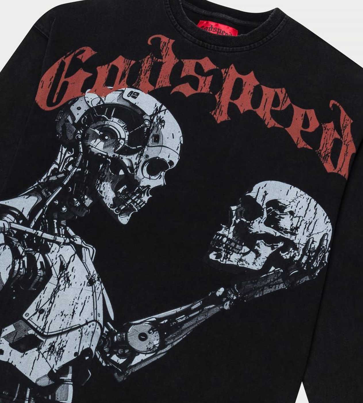 Godspeed Human Vs AI III L/S Tee Washed Black - Image 3
