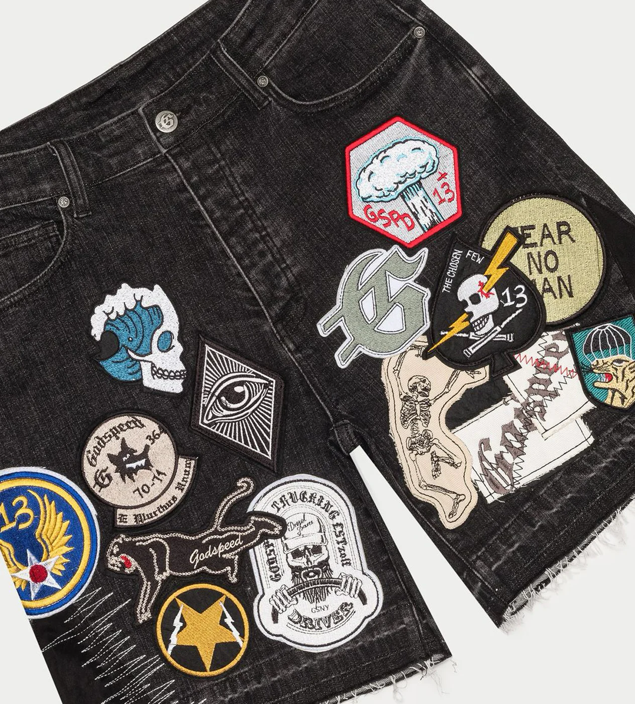 Godspeed Patchwork Denim Shorts V2 Black - Image 3