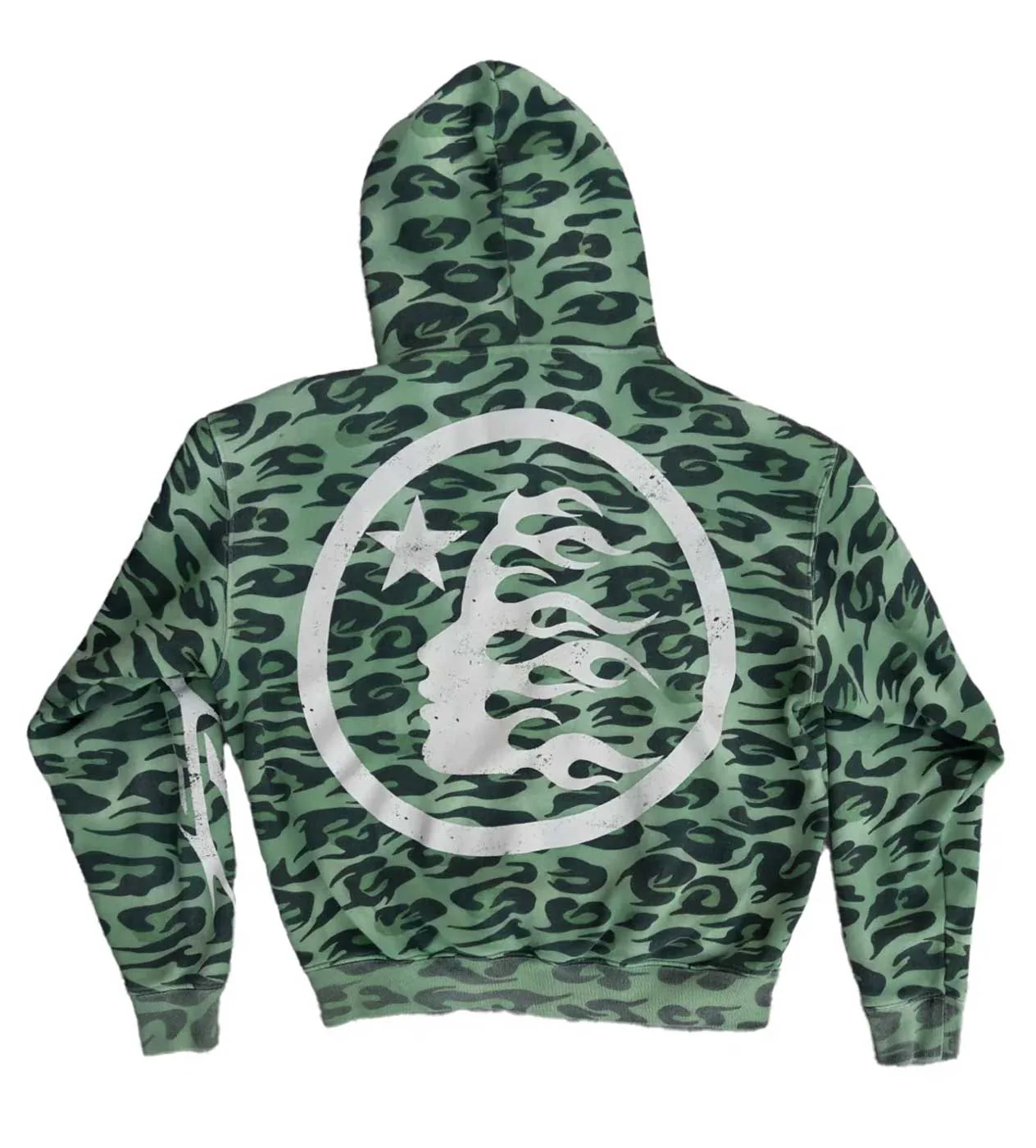 Hellstar Cheetah Zip Up Hoodie Green - Image 2