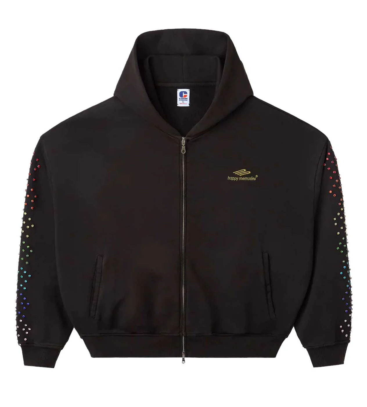 HMDD Crystal Zip Up Hoodie Black