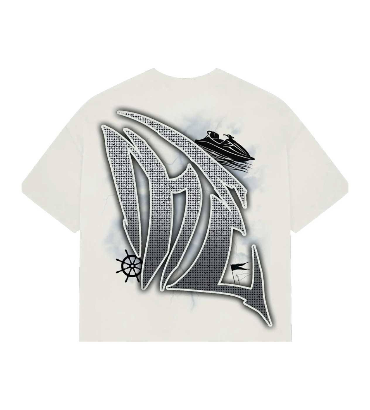 Mixed Emotion Jetski Rhinestone Tee Cream - Image 2