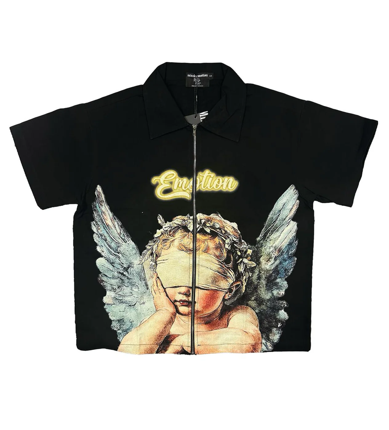 Mixed Emotions Blinded Zip Up Shirt Black