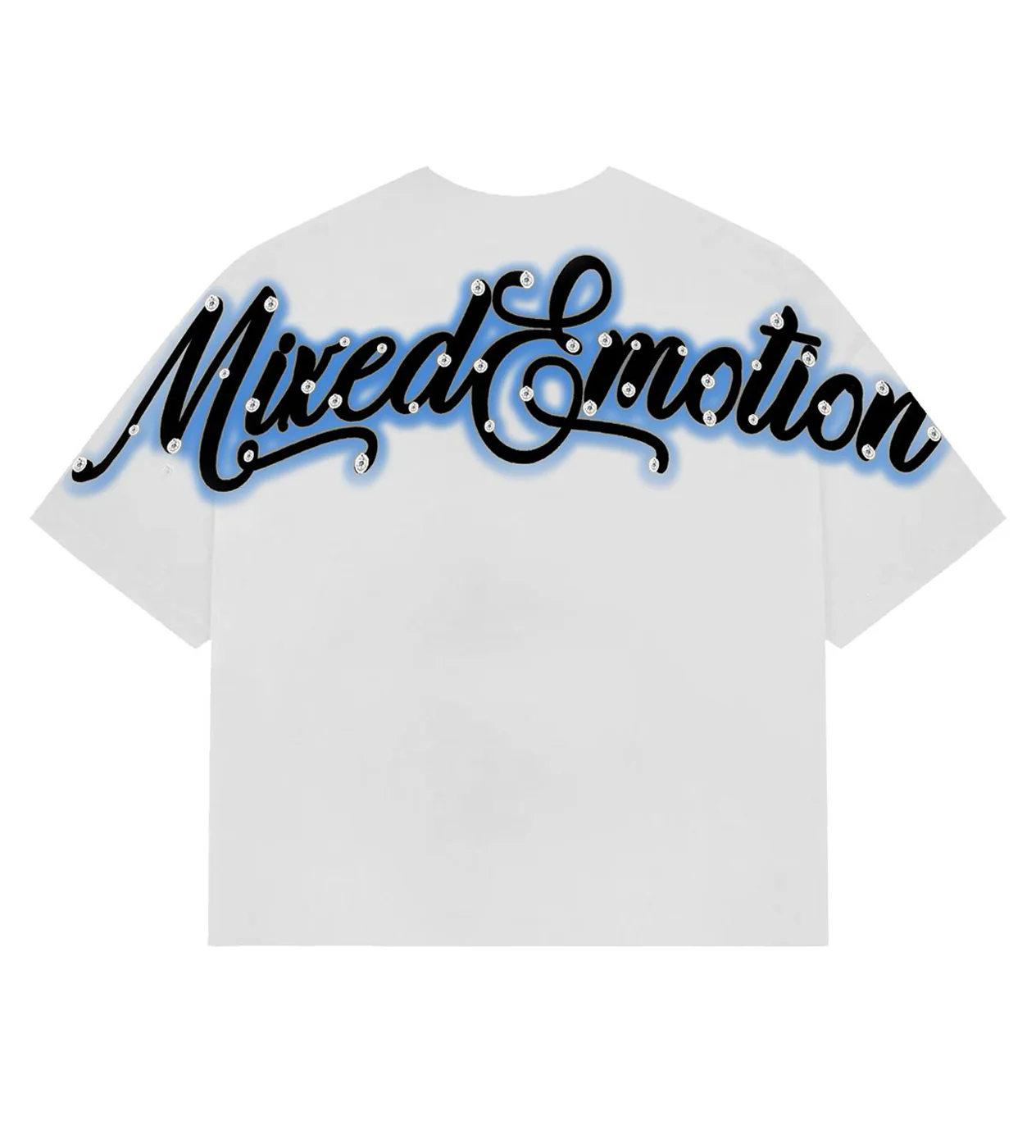 Mixed Emotions Blue Rhinestone Cropped Tee White - Image 2