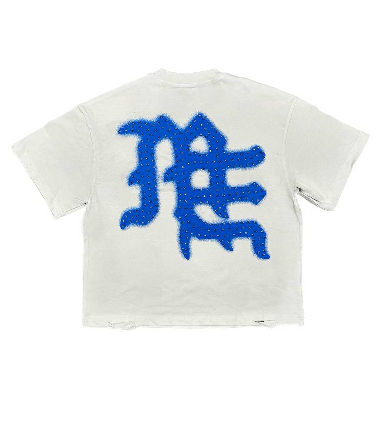 Mixed Emotions End Rhinestone Tee White/Blue - Image 2