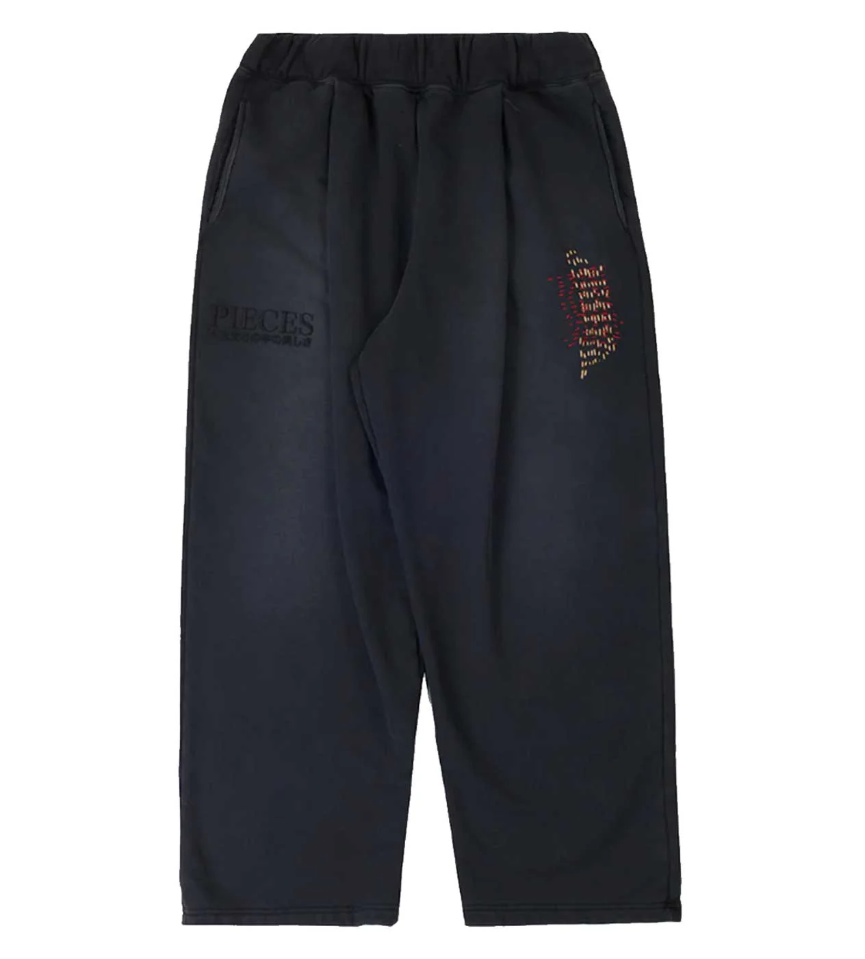 Pieces Repair Pleated Sweatpants Vintage Black - Image 2