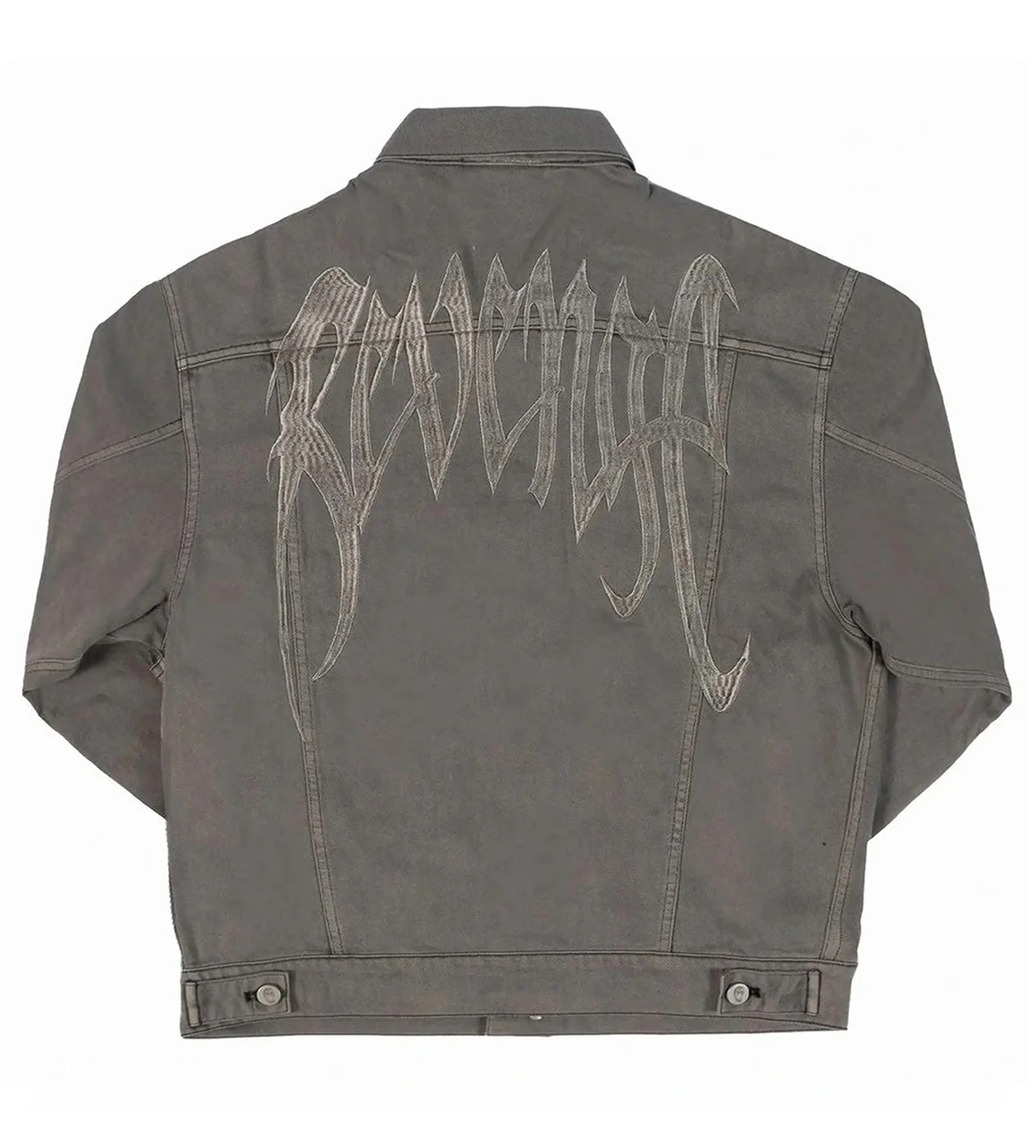 Revenge Embroidered Logo Denim Jacket Grey