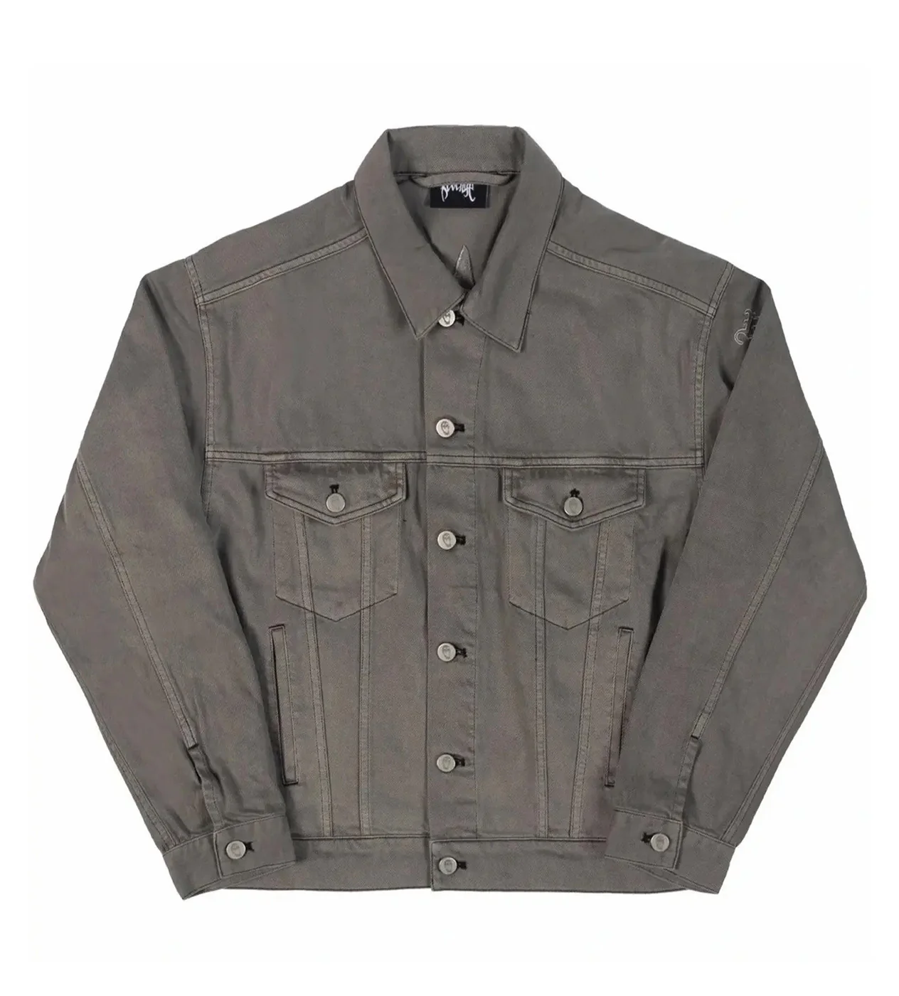 Revenge Embroidered Logo Denim Jacket Grey - Image 2