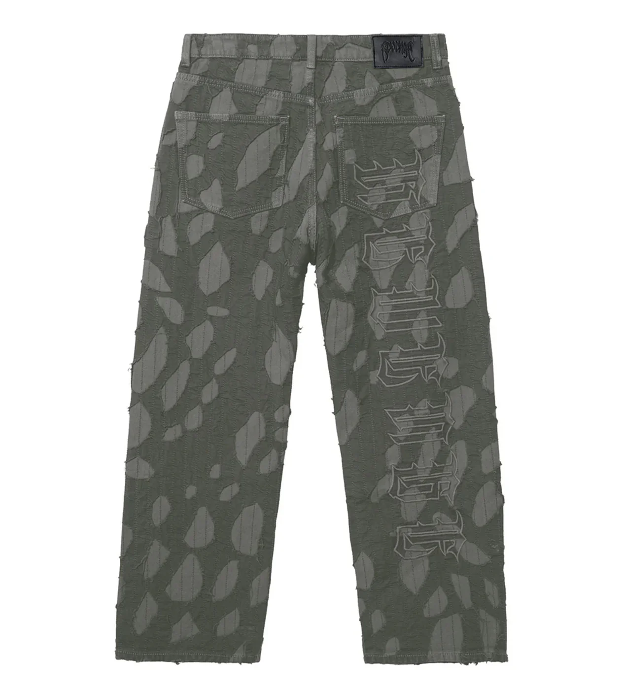 Revenge Graffiti Distressed Boro Denim Pant Grey - Image 2