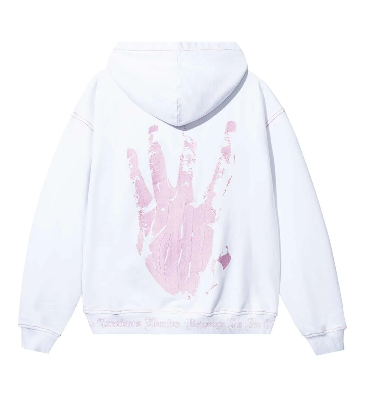 Revenge Xxxtentacion Kill Contrast Zip Up Hoodie White/Pink - Image 2