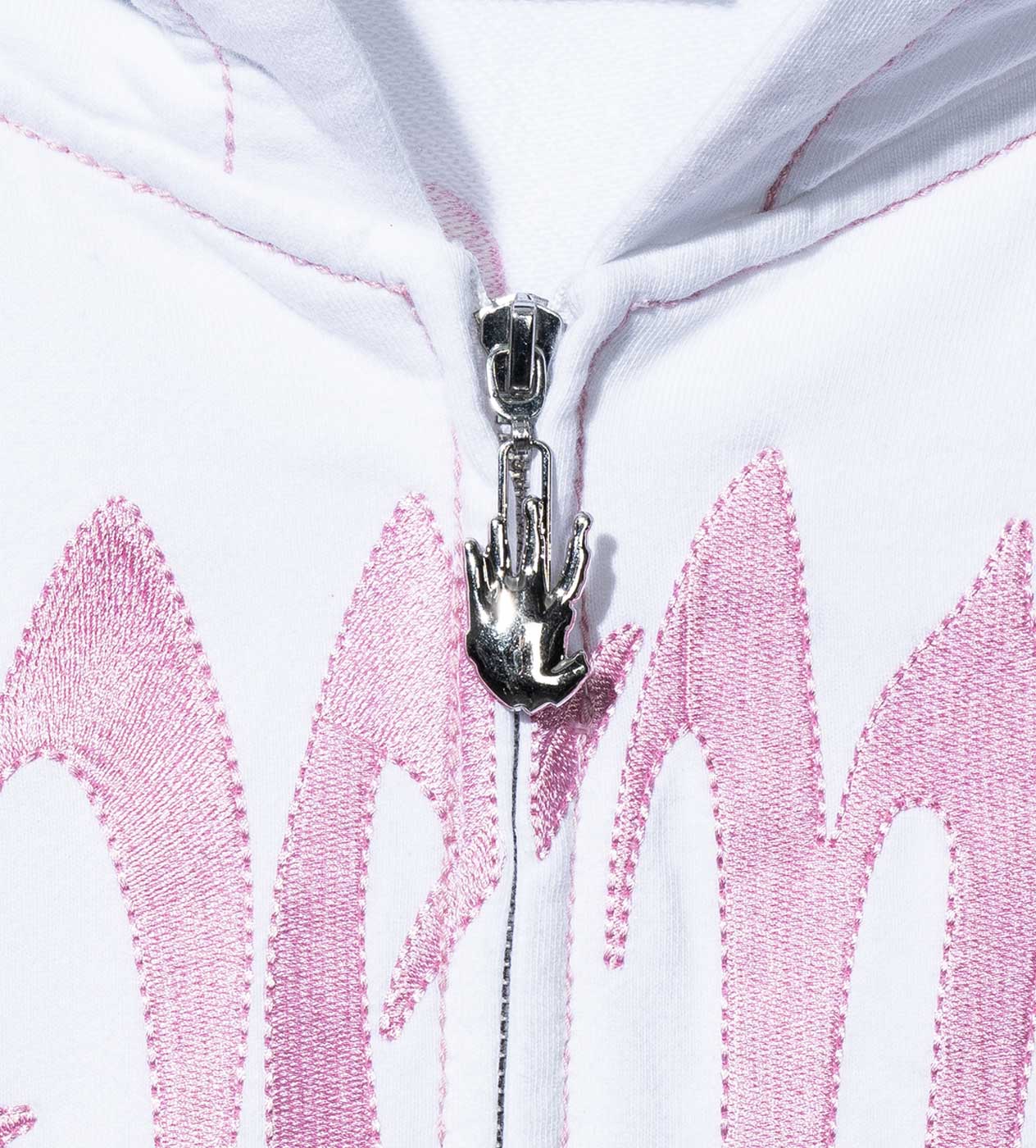 Revenge Xxxtentacion Kill Contrast Zip Up Hoodie White/Pink - Image 3