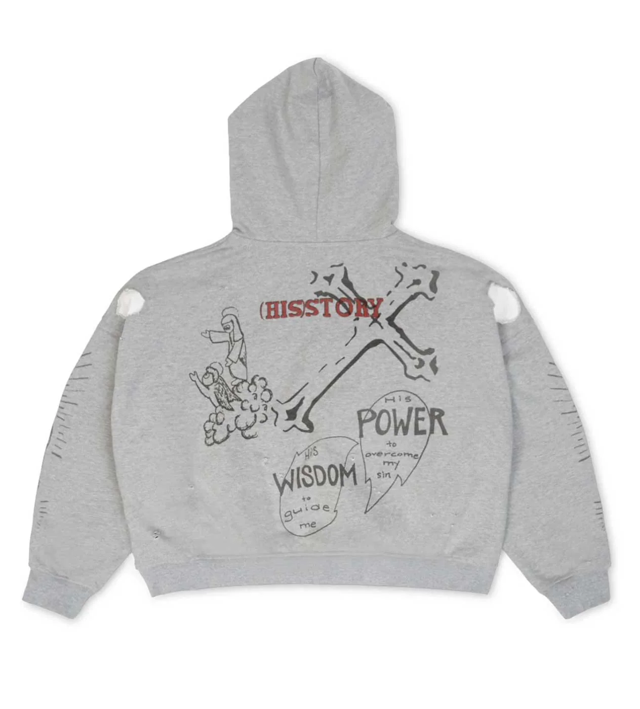 Righteous 3:16 Distressed Hoodie Grey - Image 2