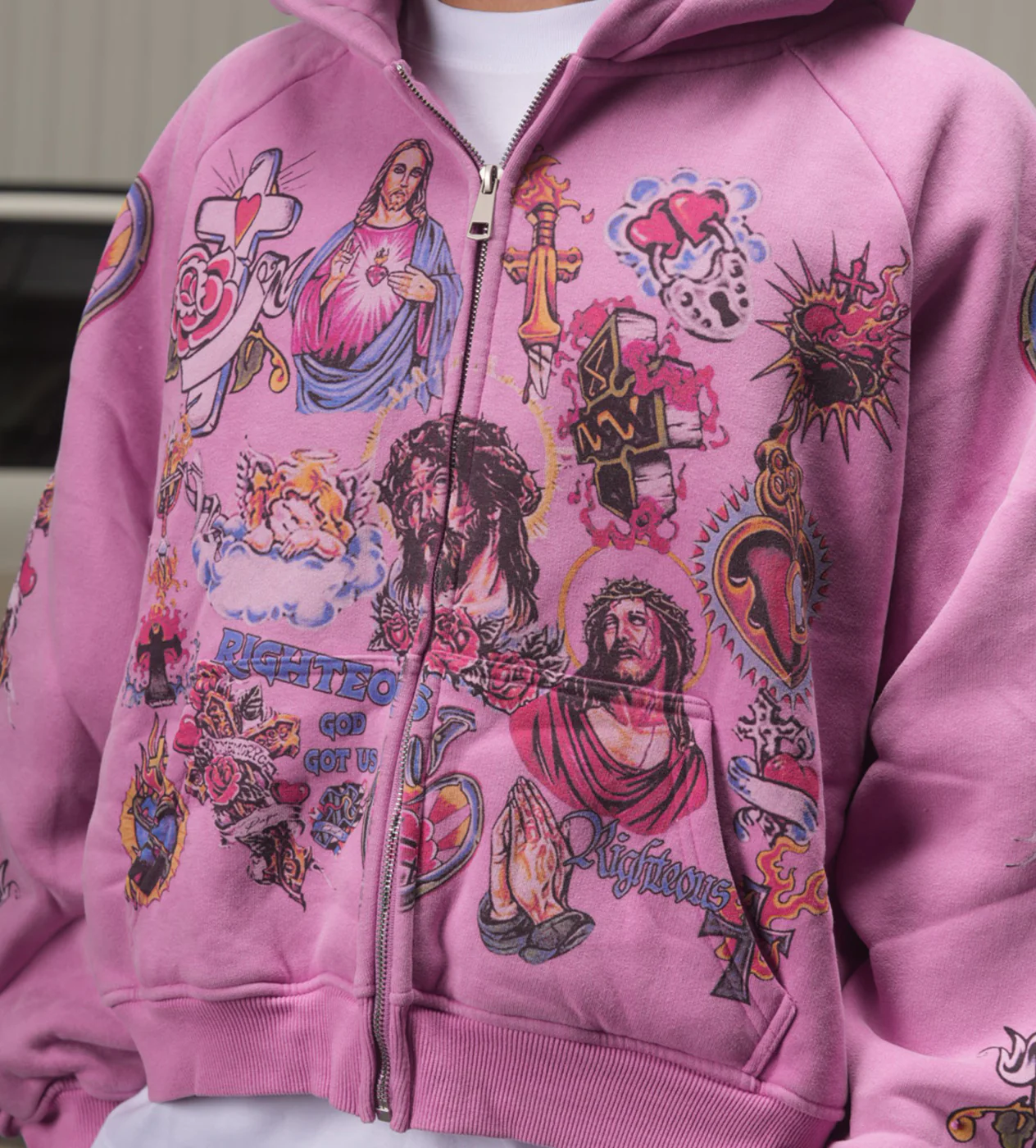 Righteous Risen King Zip Up Hoodie Purple - Image 4