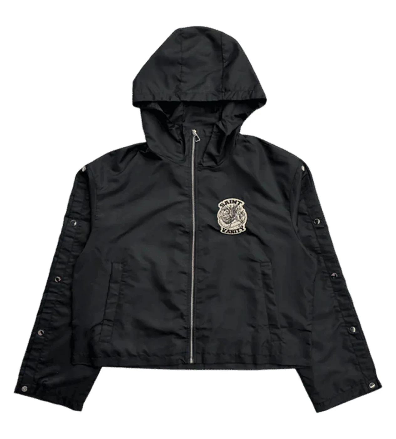 Saint Vanity Nylon Long Sleeve Zip Up Hoodie Black