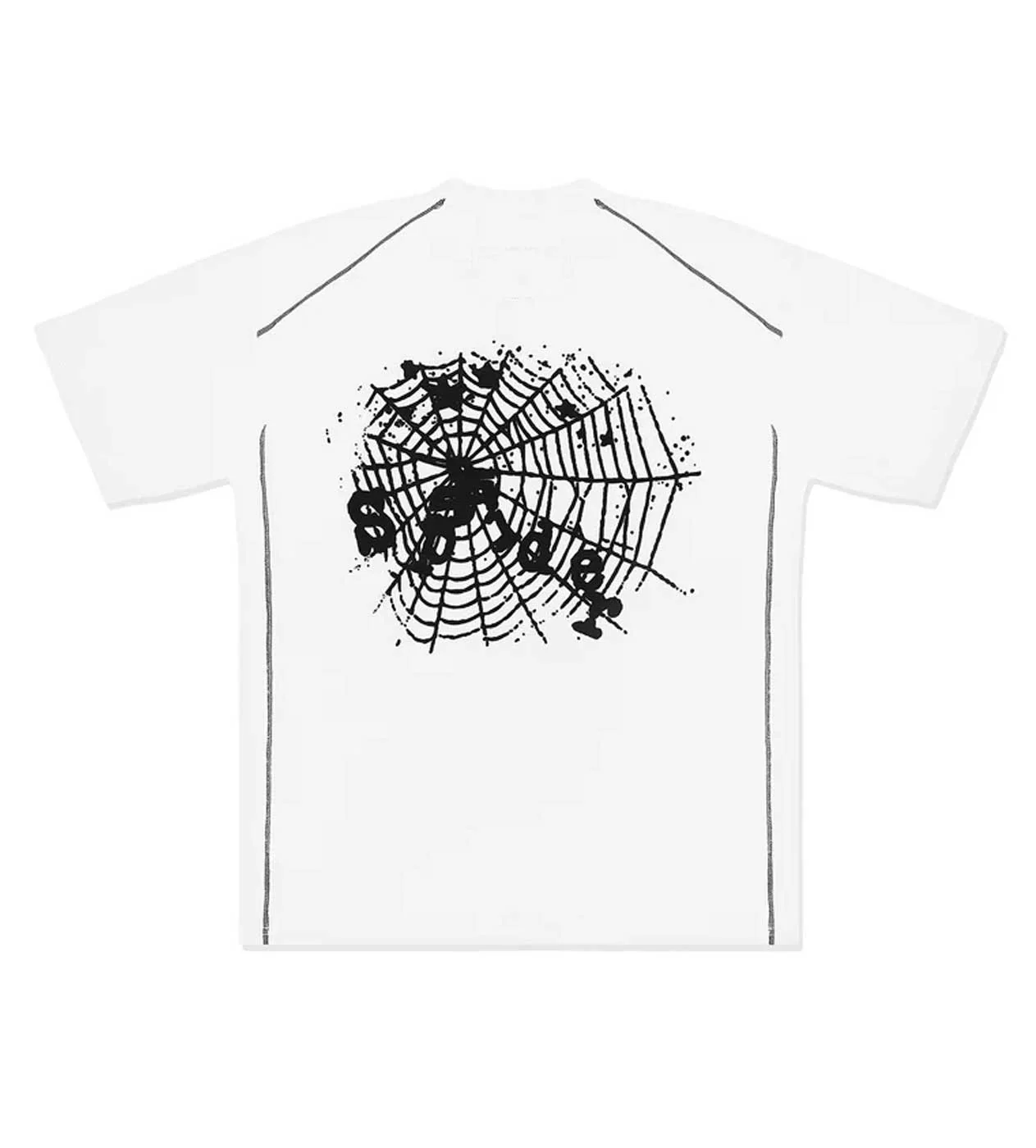 Sp5der Contrast Stitch Slub Tee White - Image 2