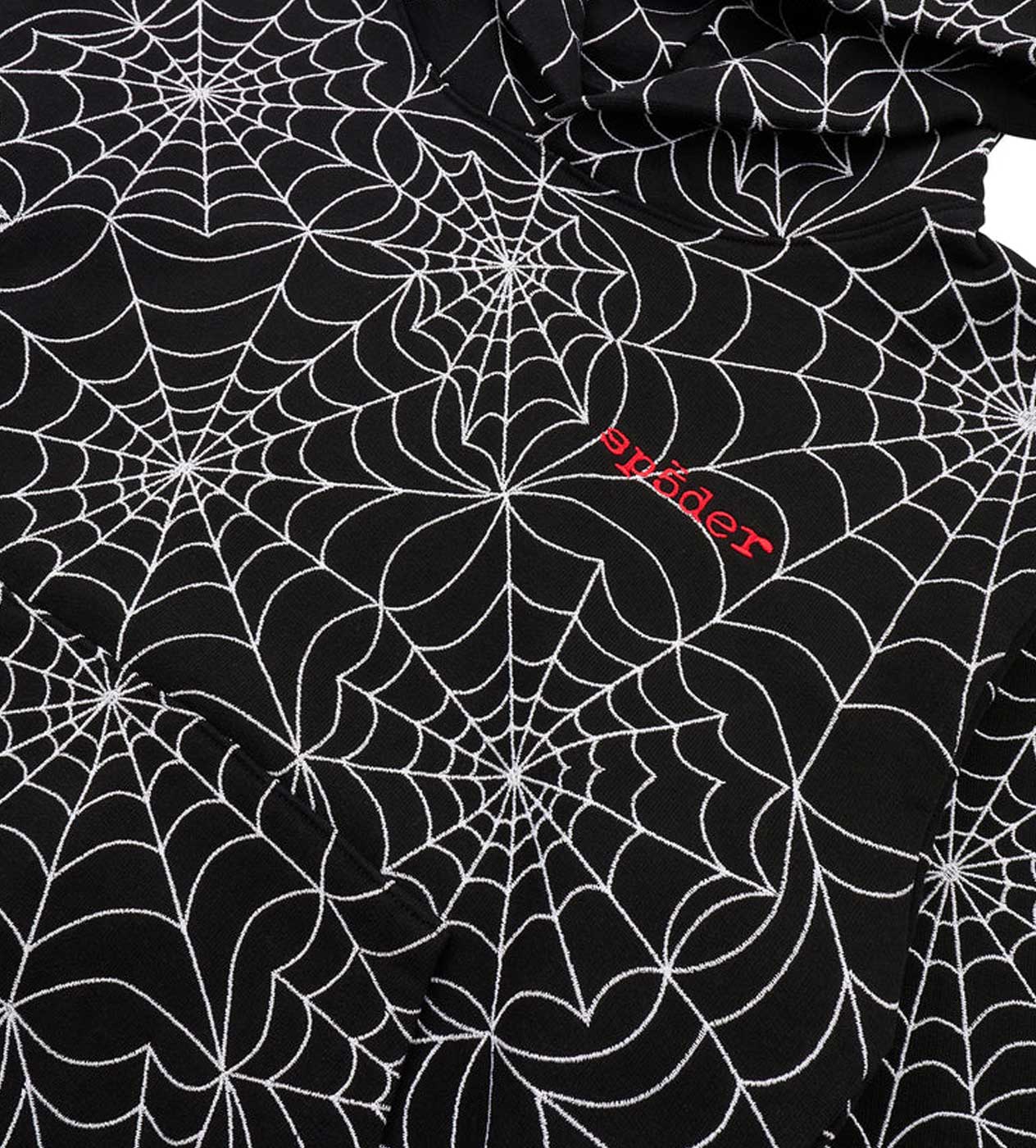Sp5der Embroidered AOP Hoodie Black - Image 3