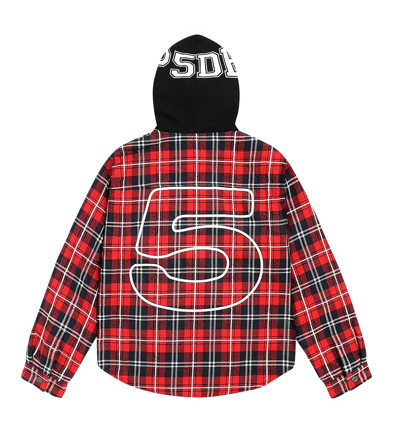 Sp5der Hooded Flannel Zip Up Black/Red - Image 2