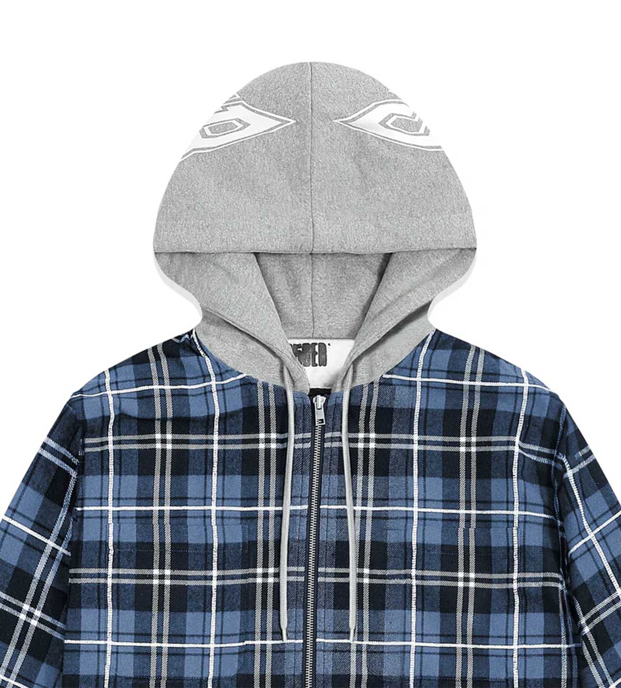 Sp5der Hooded Flannel Zip Up Blue - Image 4
