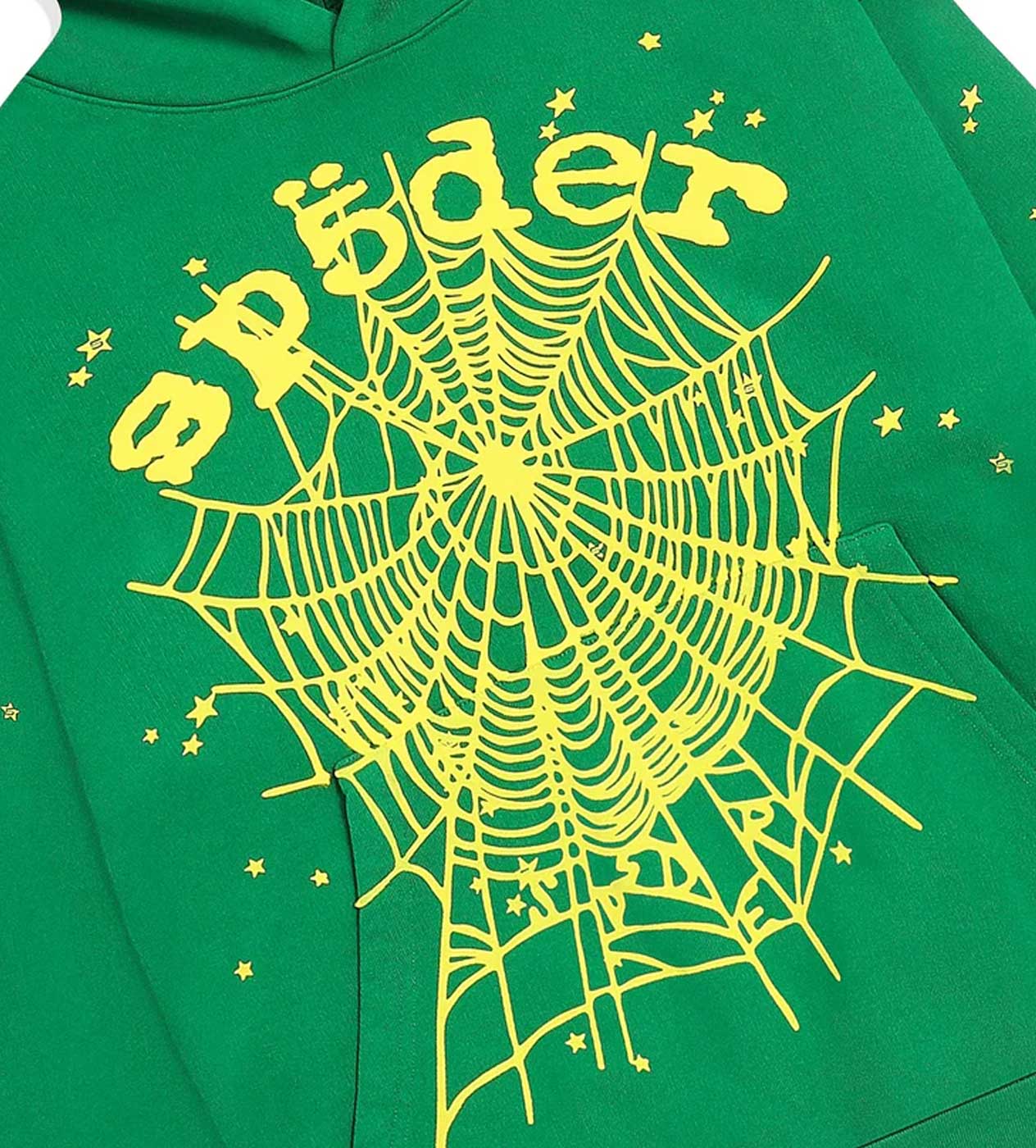 Sp5der Star OG Web v2 Hoodie Green - Image 2