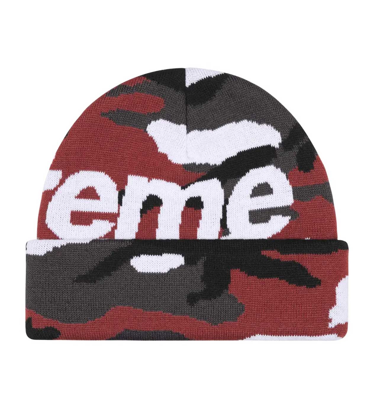 Supreme Big Logo Beanie Red Camo - Image 2