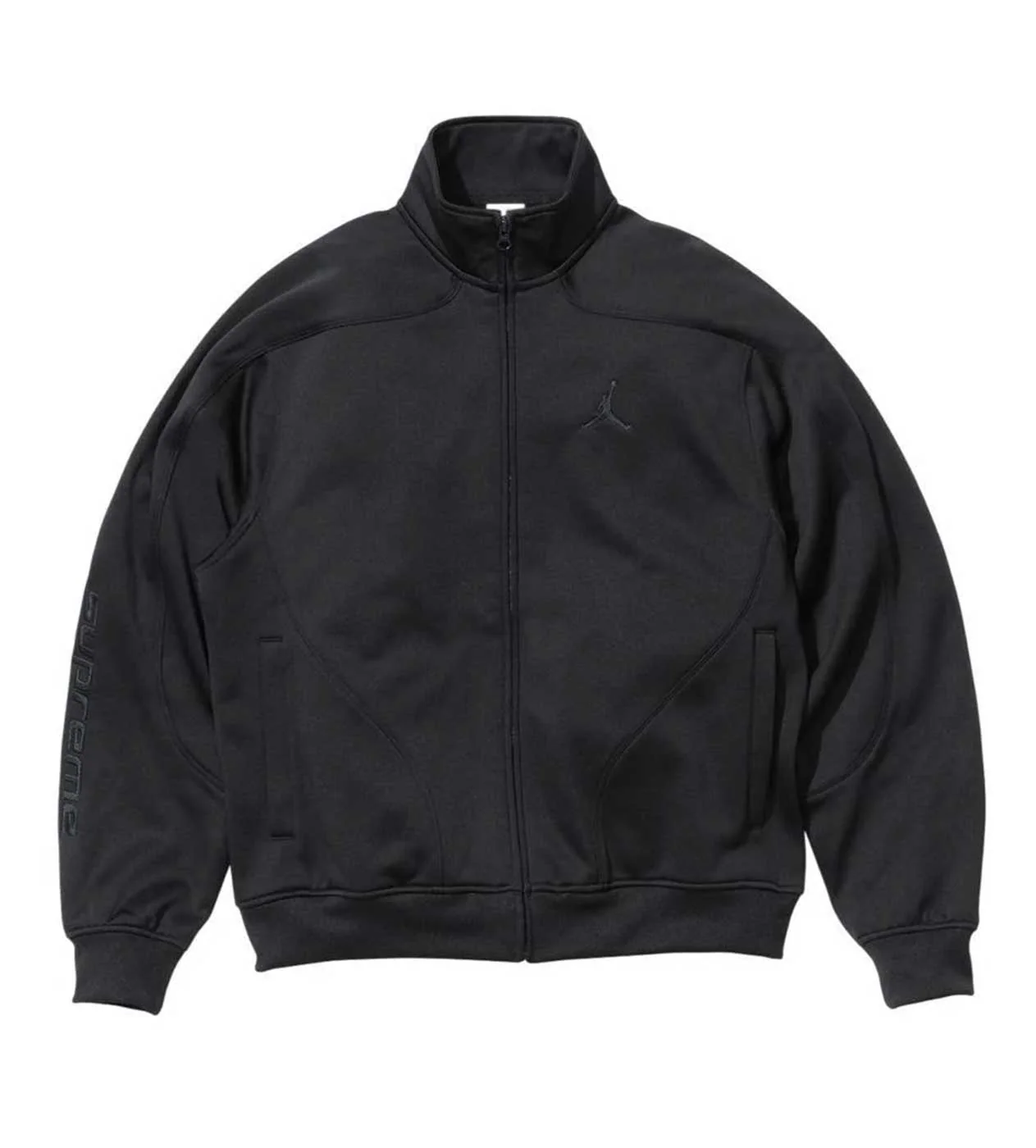 Supreme x Jordan Tricot Track Jacket Zip-Up Black - Image 2