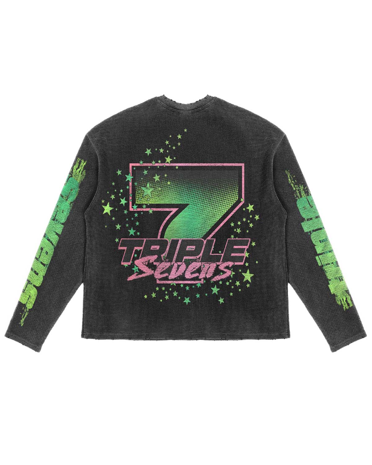 Triple Sevens ASV2 Waffle Knit L/S Tee Black/Green - Image 2