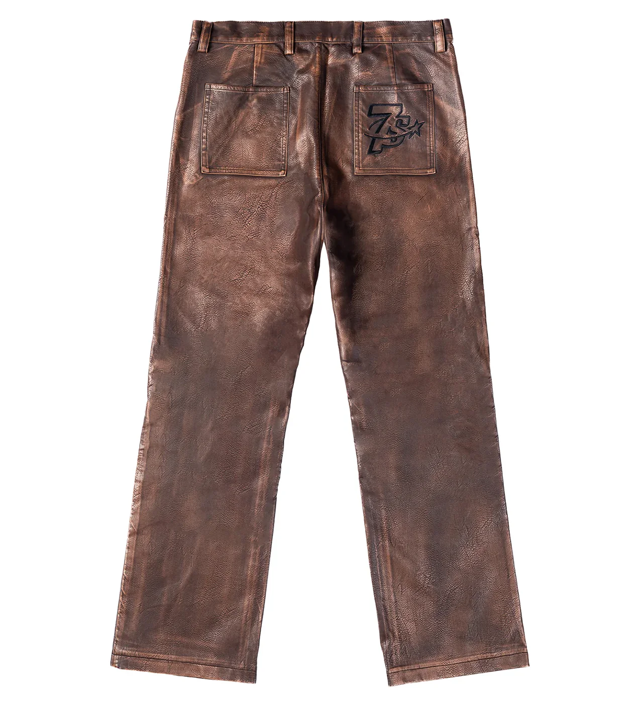 Triple Sevens Logo Leather Pant Brown - Image 2