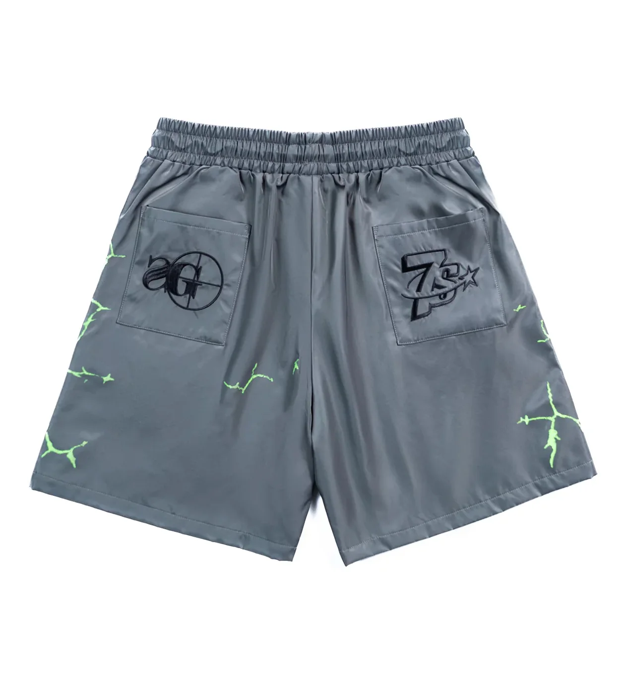 Triple Sevens x Sniper Gang 7Sniper Nylon Shorts Grey - Image 2