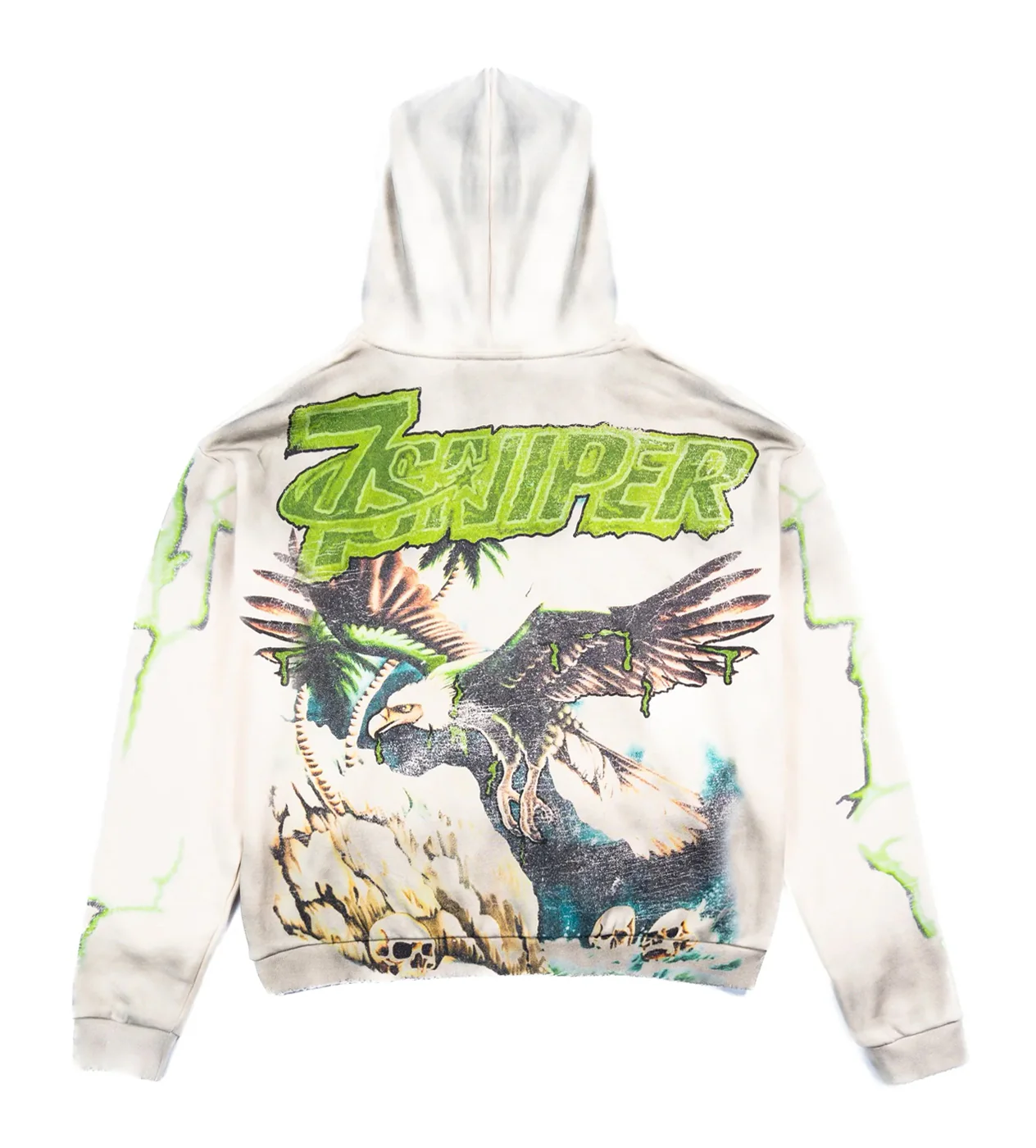 Triple Sevens x Sniper Gang Vulture Zip Up Jacket Cream - Image 2
