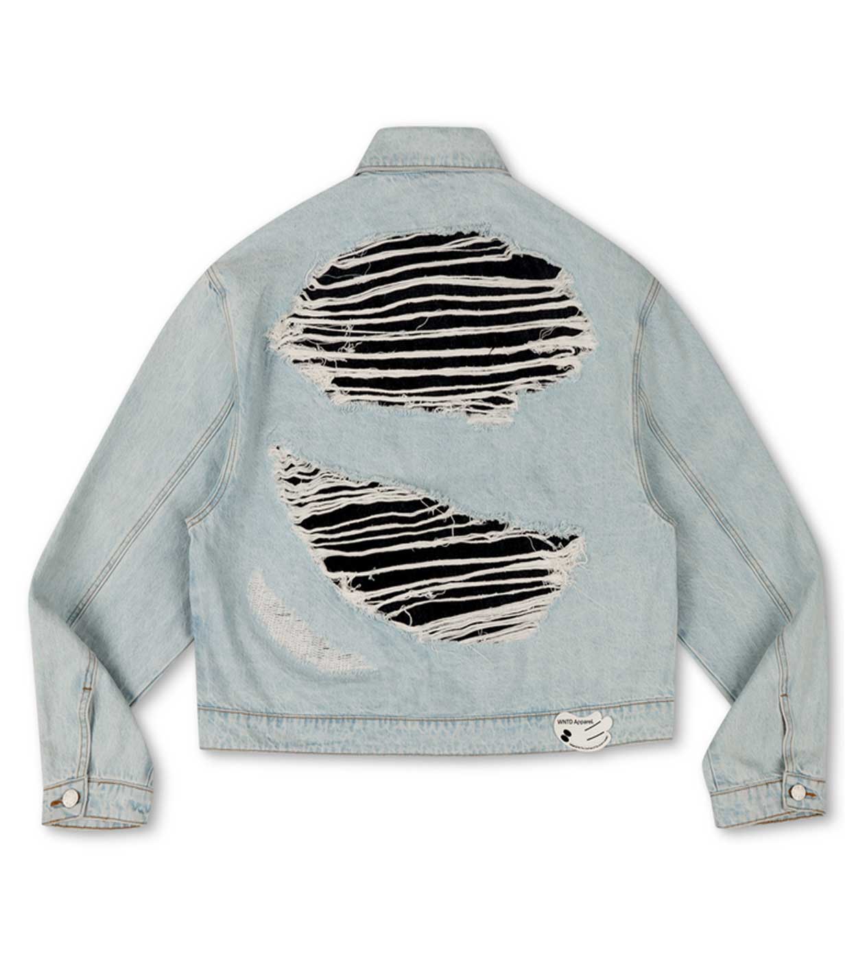WNTD Distressed Double Denim Jacket Blue - Image 2